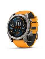 Garmin Fenix 8 51mm, AMOLED Sapphire , Titano spalvos su oranžine apyranke