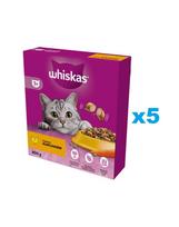 WHISKAS Adult 5x800 g sausas visavertis ėdalas su gardžia vištiena suaugusioms katėms