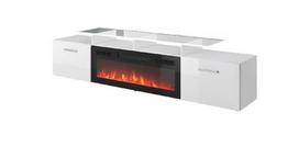 RTV spintelė ROVA su elektriniu židiniu 190x37x48 balta / blizgi balta