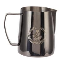 Frothing Pitcher 304 Stainless Steel Pull Flower Cup Coffee Milk Frother 600ml Pointed Mouth Black L juoda