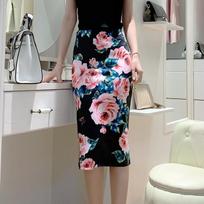 Vasaros spausdinimo elegantiškas pieštukų sijonas moterims Bodycon aukšto juosmens sijonas iki kelių M gray