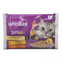 Ėdalas su vištiena ir daržovėmis, ėriena, kalakutiena WHISKAS TASTY MIX 1+, 4x85 g