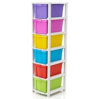 6 XL plastikinė modulinė stalčių sistema namams, biurui, mokyklai, gaminio matmenys surinkti (31cmx39cmx116cm) (6XL) (Daugiaspalvis)