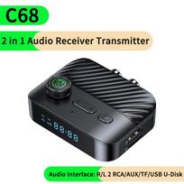 Wireless Bluetooth 5.3 Audio Adapter Receiver Transmitter 3.5MM AUX RCA TF/USB U-Disk Hifi Stereo Music With HD Mic LED Display juoda