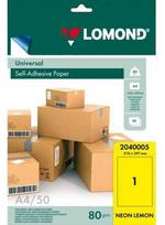 Lipnus popierius lipdukams Lomond Self-Adhesive Universal Labels, 1/210x297, A4, 50 lapų, Lemon neon