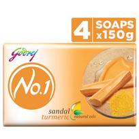 Godrej No. 1 Bathing Soap Sandal & Turmeric – Grade 1 Soap & Long-lasting Fragrance, Combo Pack of 4 (150g each)