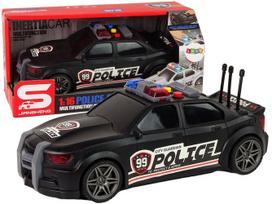Policijos sportinis automobilis su garsais, juodas