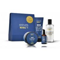 Steve's No Bull***t Shaving Box Blue Velvet rinkinys (skutimosi kremas + balzamas + aliejus + vanduo po skutimosi) - 1 vnt.