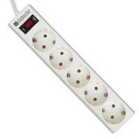 DEFENDER Surge protector for 5 sockets, cable 3.0m. with grounded connection and safety switch, Schuko – C13, ES3, 99482