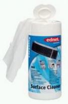 Ednet Office Cleaning wipes, 100 pieces, For monitor and Plastic surfaces Anti-static,Biodegradable, 63001
