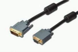 DIGITUS  DVI / VGA adapter cable, DVI(24+5) – HD15, 2x ferrit, M/M, 2.0m, DVI-I dual link, DK-320301-020-S