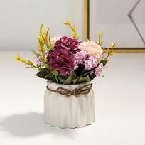 Dirbtinė netikra vazoninė gėlių puokštė Hydrangea su vazonu valgomojo stalo dekoravimui Mėlyna mėlyna