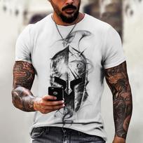 Summer Men's 3d Printed Spartan Print Short Sleeve O-Neck T-Shirt Fashion Loose Street Personality Trend Retro Plus Size Top S