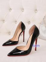 Vasaros Nauji Šoniniai Tuščiaviduriai Smailianosiai Aukštakulniai Moterims Ploni Kulnai 6cm 8cm 10cm 12cm Seksualūs Raudonos Odos Bateliai su Juodu Padu 35 beige