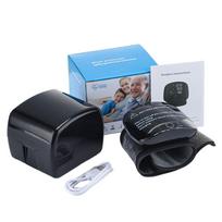 Įkraunamas riešo kraujospūdžio matuoklis Balsas Smart Touch LED ekranas Skaitmeninis automatinis kraujospūdžio matuoklis BP pulso sfigmomanometras širdies ritmo juoda