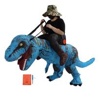 Pripučiamas dinozauro kostiumas suaugusiems, neperšlampamas, važiuojamas T Rex, juokingas pripučiamas kostiumas Helovinui mėlyna