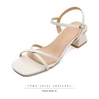 Vasarinės moteriškos basutės su kvadratiniu kulnu Moteriški batai Juodi Universalūs Madingi Elegantiški vidutinio kulno batai 35 beige