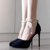 Vintage Designer Pointed Toe Heels Office Lady Slim Fashion French Elegant Party Shoes Woman High Heel Pumps Comfort Dress Shoes 35