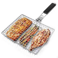 Grilio krepšys tinklas BBQ įrankis tvirtas nešiojamas su nuimama rankena nerūdijančio plieno terasai lauke