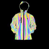 Jacket Hip Hop Waterproof Windbreaker Hoodie Reflective Jacket Men and Women's Harajuku Windbreaker Jacket Hooded Street Jacket XL juoda