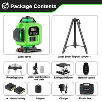 HGLINE 16 linijų lazerinis nivelyras APP nuotolinis valdymas Horizontalus vertikalus lygiavimo aparatas Galios indikatorius Lazerinis lygiavimas su 100 cm trikoju 2xBattery Set