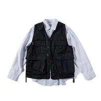 Unisex japoniško retro stiliaus darbo liemenė - plona, laisva, su daug kišenių, funkcinė striukė rudenį XL (Height 175cm/Weight 135lbs)