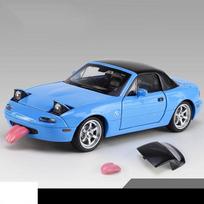 1:32 Mazda MX-5 modelinis automobilis lydinio lietas žaislas garsas šviesa atitraukiamas 5 durys atidaromos guminės padangos transporto priemonės žaislas dovana vaikui dekoratyvinis mėlyna