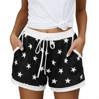 Women Pajama Shorts Star Pattern High Waist Shorts Breathable Lounge Pajamas S juoda