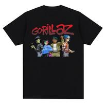 Muzikinė grupė Gorillazs Punk Rock Spausdintas 90-ųjų Atsitiktinis trumpomis rankovėmis Drabužis Megztinis Madingas Vasaros Vyriškas O formos iškirptės T-shirt S armijos žalia spalva