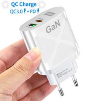 65 W GaN galio nitrido įkroviklis, daugiajungtis USB greitojo įkrovimo adapteris, suderinamas su Macbook Pro nešiojamuoju kompiuteriu EU Plug balta