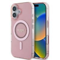 Coque Guess IML deimantai MagSafe iPhone 16 - Rožinė