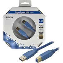 Kabelis DELTACO USB 3.0 "A-B", 0.5m, mėlynas /, USCDCOUSB3_105_K