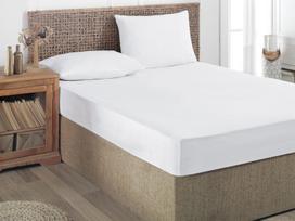 Medvilninė paklodė CREYA SOLID WHITE, 150 x 210 cm, baltos sp., 100 % medvilnės