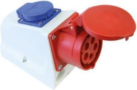 Wall socket outlet 5x32A+Schuko (3P+N+PE) 6h IP44 COMBO red 9225-6 | 5907711106906