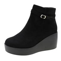2024 Nauji žiemos batai moterims su šoniniu užtrauktuku, platforma, moteriški ankle boots, pleištas, laisvalaikio moteriški batai, aukštakulniai, moteriški batai 36 juoda