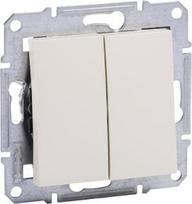 Switch, 2-gangs, one-way, without frame, cream, 10AX, Asfora EPH0301423 | 3606480595752