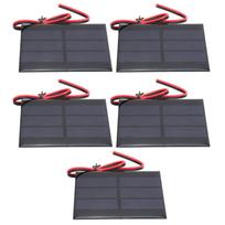 5 vnt. mini saulės baterijų modulis su 30 cm laidu, 60 x 80 x 3 mm, DC 0,65 W, 1,5 V