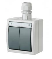 Dvigubas jungiklis AQUANT IP65 pilkas 1202-65 | 5902431690384