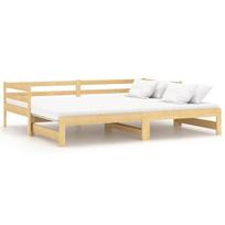 Ištraukiama lova, vidaXL, 2x90x200 cm, pušies medienos masyvas, ruda