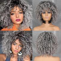 WERD garbanotas afro blondinis perukas su kirpčiukais iki pečių Perukai Afro Kinkys perukai Sintetinis garbanotas perukas juodoms moterims 0906