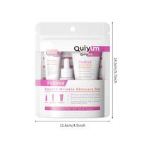 QUIYUM Retinolio odos priežiūros rinkinys - 3 dalių rinkinys nuo senėjimo su drėkinamu veido serumu, drėkinamuoju kremu ir paakių kremu 3 pc set