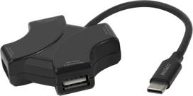 Deltaco USB-C hub, 4x USB-A, 480Mbps, black (USBC-HUB205)
