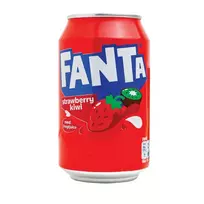 Braškių ir kivių skonio gazuotas gaivusis gėrimas FANTA STRAWBERRY AND KIWI, 330 ml