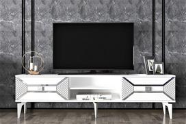 TV staliukas Kalune Design Yumedi, baltas/sidabrinis