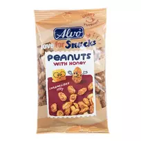 Karamelizuoti žemės riešutai su medum ALVO, 150 g