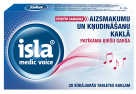 ISLA MEDIC VOICE gerklės perštėjimą ir užkimimą mažinančios čiulpiamosios pastilės, 20 vnt.