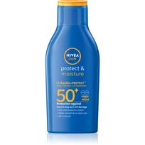 NIVEA SUN Protect & Moisture drėkinamasis apsaugos nuo saulės pienelis SPF 50+ 100 ml