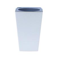Didelis vazonas Imituotas metalas Plastikinis aukštas sodintuvas Sodo reikmenys Kvadratiniai vazonai su plytų raštu Įleidžiamas laistymas CHINA&17.2X12X8.6cm balta