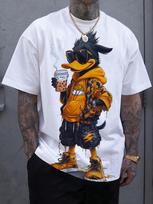 1pc Men'S Cool Duck Print T-Shirt, Casual Crew Neck Short Sleeve, Summer Knit  Tee with Slight Stretch, Regular Fit Outdoor Wear S armijos žalia spalva