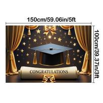 Golden Graduation Cap&Diploma Design Party Banner,for Celebrations,Home&Garden Events,Photo Studio Backdrop,Festivities,Graduation Party Decor 150*100cm / 5*3ft